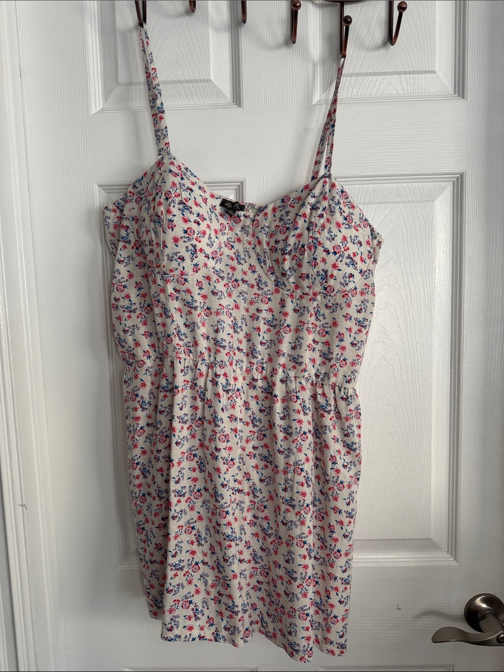Lily Rose Cream Floral Sundress with Pink and Blue Blossoms